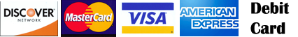 Visa, Master Card, Dicover, PayPal, American express, debit
